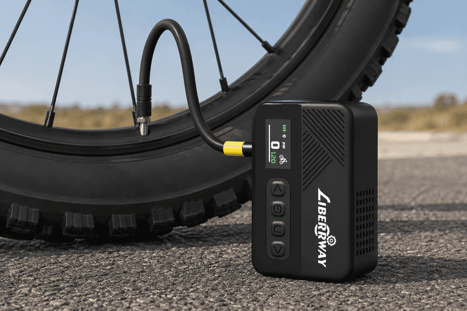 LIBERRWAY Mini Bike Tire Pump portable electric bicycle tire inflator with digital pressure display